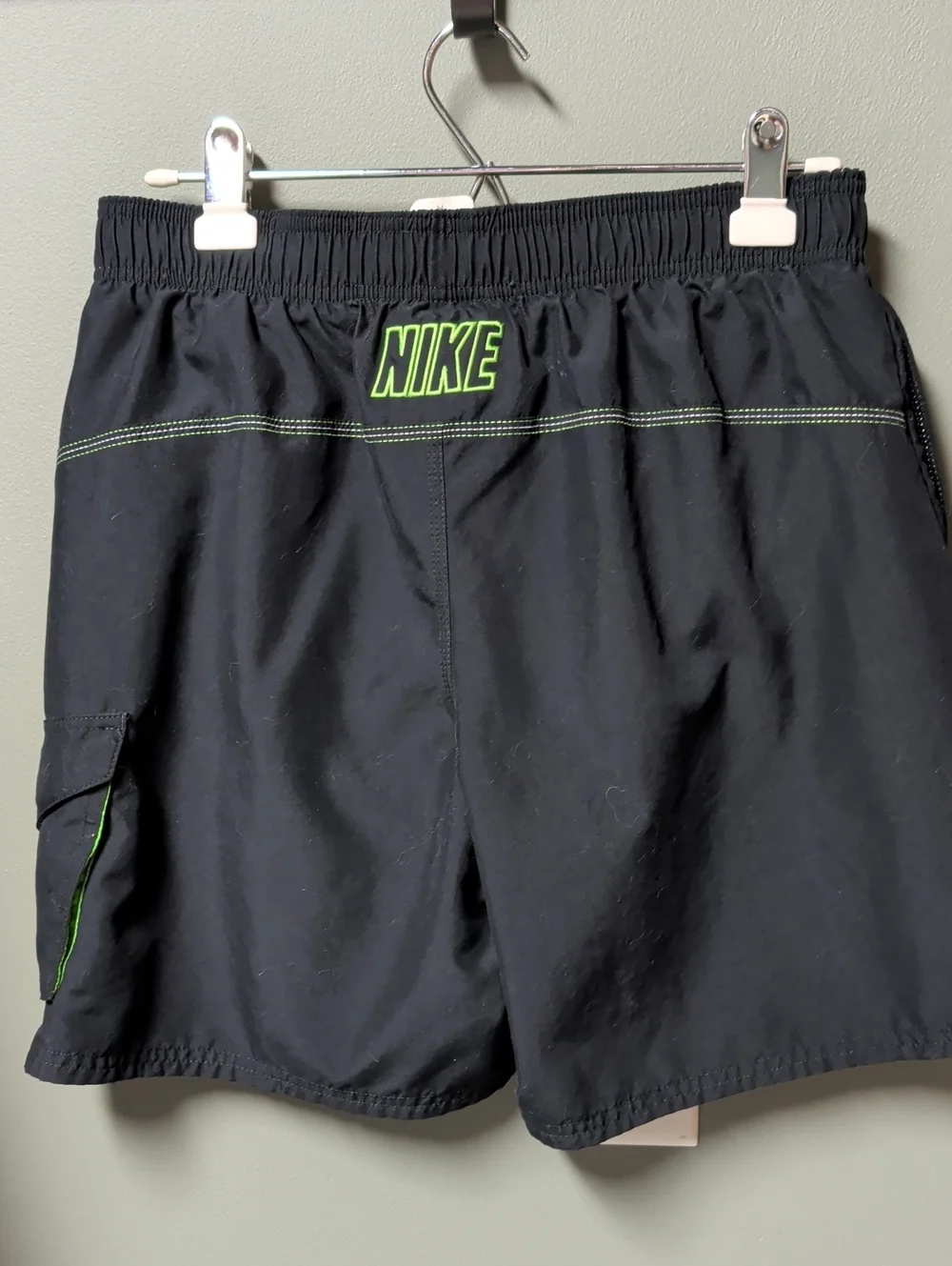 Men's Medium Nike Black and Green Swim Shorts